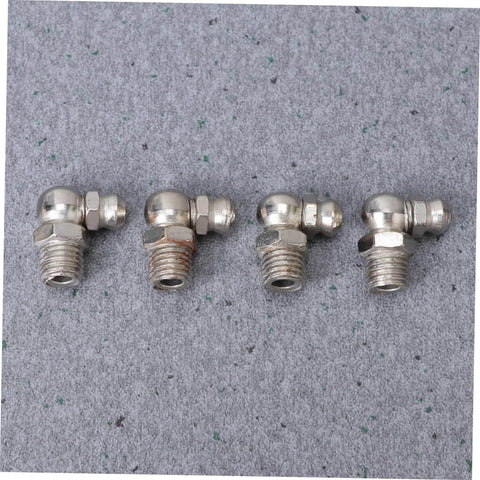 Grease Zerk Fittings Kit, 45-Piece Metric Assortment With Straight, 45-Degree, And 90-Degree Angles For Bearings And Equipment displayed on gray surface