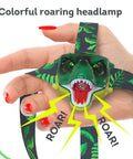 Dinosaur Roaring Headlamps For Kids With LED Light Fun Camping Flashlight For Boys And Girls Realistic Jaw Roar Sound Ideal Gift