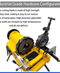 Heavy Duty 750 Watt Electric Pipe Threader Machine Half To Four Inch Threading Cutting And Reaming Badass Workhorse For Water Gas Or Electrical Conduits with precise cutting blade
