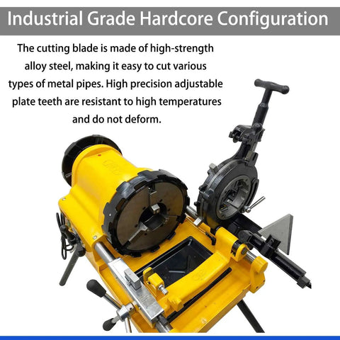 Heavy Duty 750 Watt Electric Pipe Threader Machine Half To Four Inch Threading Cutting And Reaming Badass Workhorse For Water Gas Or Electrical Conduits with precise cutting blade