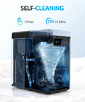 Nugget Ice Maker 40 Lbs Per Day Countertop Ice Machine with self-cleaning feature, interior view showing swirling water.