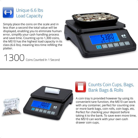 Coin Counting Scale For Fast Cash Counting And Sorting Coins In USD CAD EUR GBP Totals The Value In Seconds With Precision To 0.01 Ounce