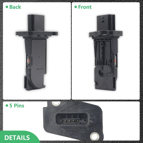 Mass Air Flow Sensor MAF Direct Fit for Infiniti M35h 3.5L 2012 2013 Q50 Q70 3.5L 2014 2016 QX60 2.5L 2014 2016 Nissan Altima 2.5L 2013 2015 Pathfinder 2.5L 2014 Replaces OE 22680 1MG0A AFH60M39, 5-pin connector