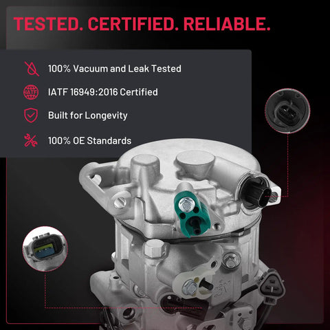 Heavy Duty AC Compressor With Clutch Built Tough For Toyota Camry Avalon Sienna Highlander And Lexus ES350 RX350 Fits 2010 To 2018 With 3.5 Liter V6 Engine Goes Smoke Cold Saves Your Bacon On Road Trips Replaces 98315 showing testing details and connections.