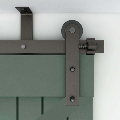 Ceiling mount with roller from 9 Ft Ceiling Mount Sliding Barn Door Hardware Kit For 54 Inch Wide Single Wood Door Built Tough Steel