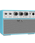 10W Portable Acoustic Guitar Amp With Dual One Quarter Inch Inputs For Guitar And Microphone, blue design, front panel view.
