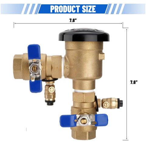 Front view of 1-Inch 720A Brass Backflow Preventer Valve And Pressure Vacuum Breaker Assembly for Lawn Irrigation