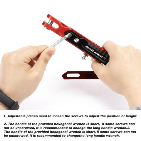 Adjusting the Universal Adjustable Aluminum Alloy Motorcycle Kickstand For Electric Scooters And Dirt Bikes Red Lightweight Durable Stand