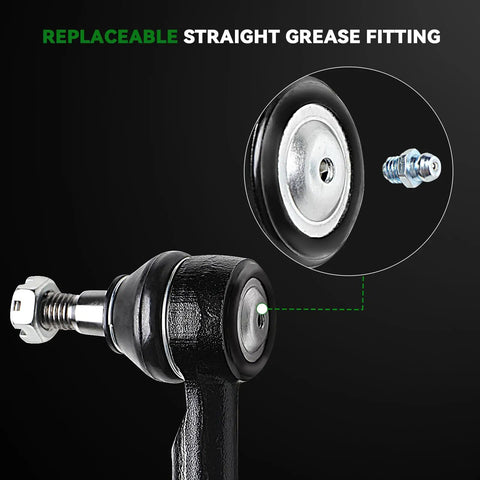 Front Outer Tie Rod End Set For F150 2004 2008 And Lincoln Mark LT 2006 2008 Direct Replacement For OE ES3691 4L3Z3A130CA SBES3691 With Precise Fit, Durable Steering Linkage Upgrade For Improved Alignment And Responsive Handling. replaceable straight grease fitting on front tie rod end
