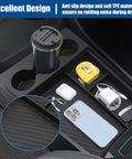 Lower Center Console Organizer for 2022 2026 Rivian R1T and R1S with cup holders and compartments holding phone and accessories