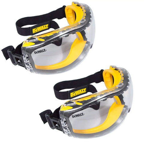 Concealer Clear Anti-Fog Dual Mold Safety Goggles With Built-In Ventilation Channel And Adjustable Head Strap, 2 pack.