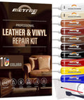 Leather and Vinyl Repair Kit with 10 pigments displayed next to packaging box on white background