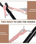 Close-up view of hooks on Heavy Duty Steel Hammock Stand With Adjustable Height For 9 Foot Hammocks, Supports Up To Four Hundred Fifty Pounds.