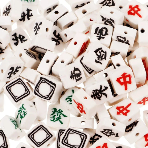 100 Pcs Mahjong Beads For Jewelry Making With Pre Drilled Holes Charms Miniature Tile Spacers For DIY Earrings Polymer Clay Beads