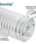 Pro Grade Clear PVC Dust Collection Hose Two And A Half Inch By Twenty Foot with carbon steel coil and thickened PVC material
