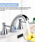 Touchless Bathroom Faucet For Three Hole Mount With Three Handles, temperature control, chrome finish, lemons in sink