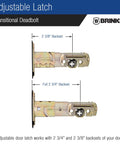 Adjustable latch for Matte Black Transitional Single Cylinder Deadbolt Lock For Home Security ANSI Grade 2 1 Inch Bolt Anti Saw Pin Anti Pry Shield Easy Installation Fits Standard Doors Between One And Three Quarters Inch Thick, showing 2-3/8 and 2-3/4 inch backset options.