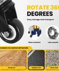 Rugged Alloy Steel Folding Welding Table With Four Thousand Pounds Capacity Smooth Rolling Three Sixty Degree Casters close-up of caster wheel.