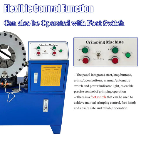 Top Tier Yokoma Electric Hydraulic Hose Crimping Machine For Professionals with control panel displaying manual and automatic functions.
