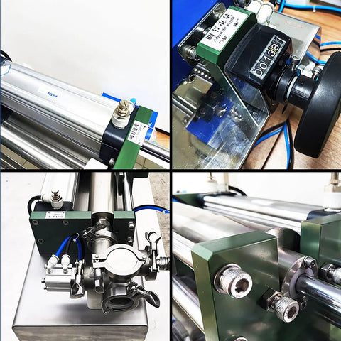 Smooth Operator Single Head Pneumatic Liquid Filler For Oils And Pastes featuring detailed views of controls and machinery.