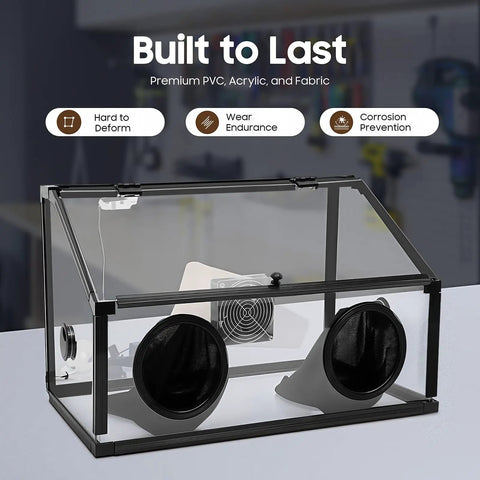 Fully Enclosed Electric Dust Box And Heavy Duty Debris Hauler For Workshop Rig And Commercial Cleanup Jobs. Compact PVC build with ventilation.