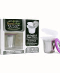Stainless Steel Reusable K Cup For Keurig 1 Stream Coffee Pod With 25 Paper Filters, Refillable Capsule, packaging and pod shown.