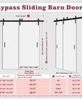 Space Saving Sliding Barn Door With Bypass Hardware Kit, 72 Inch By 84 Inch, Single Track For Double K Frame Doors, diagram
