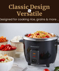 Black 6-Cup Electric Rice Cooker with Stainless Steel Inner Pot for Fluffy Rice, Soups, Stews, Porridges, Easy Cooking, Keeps Warm