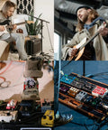 Musicians using 9V 500mA Guitar Pedal Power Supply For Most Effects Pedals AC Wall Charger with pedalboard setup