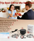 Image of Portable 3-in-1 Electric Vacuum Mason Jar Sealer Kit With Rechargeable Type-C Battery, components displayed.
