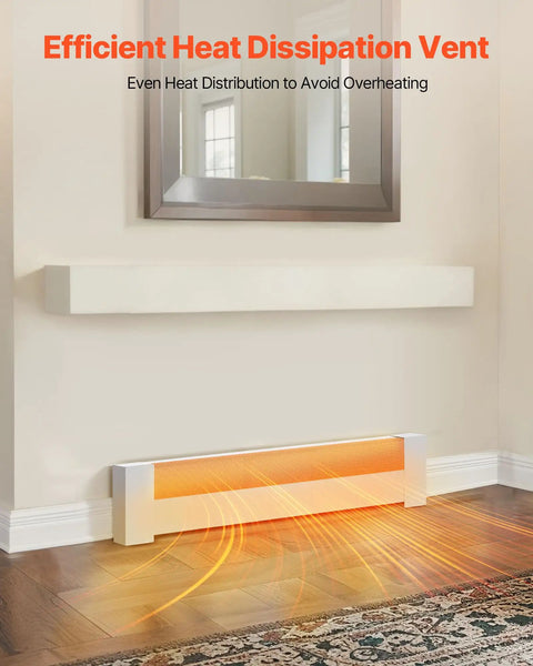 Heavy Duty Baseboard Heater Cover 3 Ft for Easy Bedroom Replacement Steel Front Panel Cover White Finish, efficient heat dissipation vent
