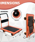 Heavy Duty Platform Cart 1100 Lb Capacity With 5 Inch 360 Degree Swivel Wheels dimensions showing 36x24 inch size