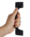 Hand holding Heavy Duty Cast Iron Sliding Barn Door Handle Vintage Gate Pull For Fence Cabinet Outdoor Garage And Interior Black Finish Six