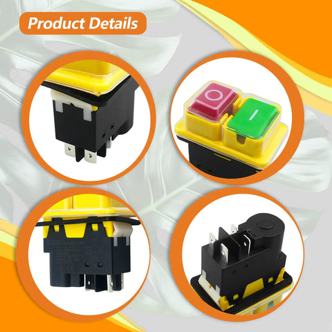 Heavy Duty 120V 16A 4 Pin Electromagnetic Push Button Switch for Industrial Control Panels and Circuit Breakers with Overload Protection