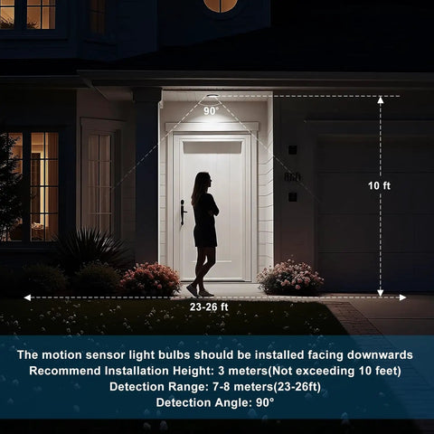 Motion Sensor Light Bulb 6 Pack, Dusk To Dawn Indoor Security Lamp, 13W Equivalent To 100W, 1000 Lumens, E26 Base, 6000K Daylight, PIR Infrared Motion Detection, Easy Plug And Play, Bright White Lighting, installed over front door