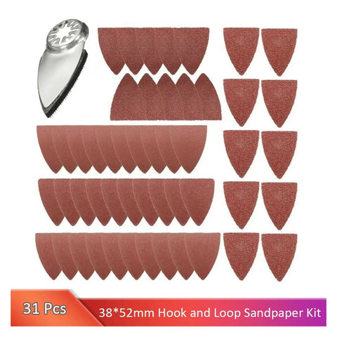 31 Pack 1.5 Inch Triangle Sanding Discs With Dust Vent Holes And Hook Loop Backing For Fast Detail Sander Work And Smooth Finish kit with sanding discs