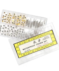 Watch Stem Extender And Crown Repair Kit With Box, Replacement Tool Set shown in open transparent box with multiple sizes visible.