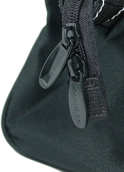 Close-up of zippers on 12 Inch Contractor Multi Purpose Water Resistant Tool Bag With Pro Grade Bartec Stitching Reinforced Construction