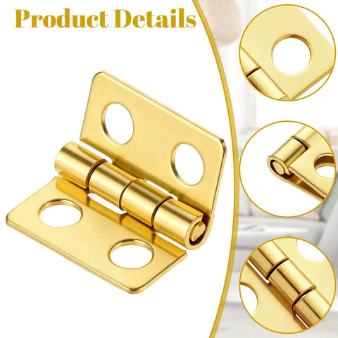 Gold Mini Hinges Set 30 Piece Tiny 13x12mm Brass Butt Hinges With 180 Degree Rotation For Wooden Boxes Jewelry Boxes Dollhouses And DIY Projects Includes Screws For Tiny Builds