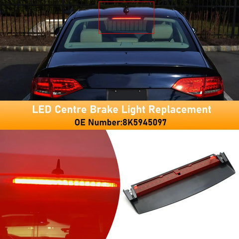 Center High Mount Stop Lamp Assembly For Audi A4 A4 Quattro 2009 2015 And S4 2010 2015 With 18 Red Lamp Bulbs installed on vehicle