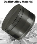 Gray 3 Inch Spice Grinder For Kitchen with Aluminum Alloy Build on reflective surface; magnetic lid to keep spills down.