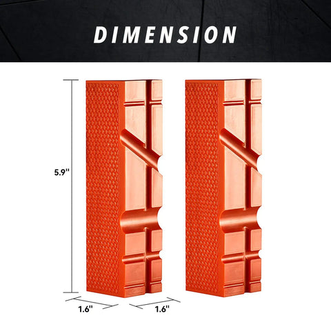 6 Inch TPU Soft Jaw Pads For Bench Vise With Magnetic Grip, Multi Groove Textured Inserts, Orange Pair with dimensions shown