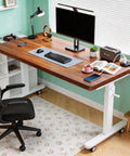 Forty Seven Inch Manual Standing Desk Heavy Duty Casters With Integrated Fast Charging Hub Usb Power Port Sweet Mobile Workspace Setup That Totally Hits Different Vibe in a stylish home office.