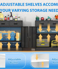 Heavy Duty Metal Storage Cabinet With Doors And Shelves, 36 Inch Tall Locking Cabinet With Two Drawers, adjustable shelves