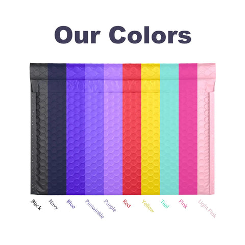 Color options for Pink Side-Loading Bubble Mailers 13 x 10 Inches Self-Seal Padded Envelopes Matte Coated Side-Opening Lightweight Mailers
