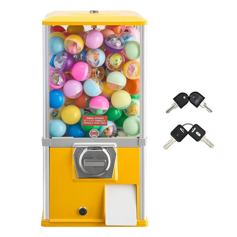 Candy Dispenser With 21 Inch Transparent Globe Holds 180 Balls, 25 Cent Coin Op for malls, includes keys