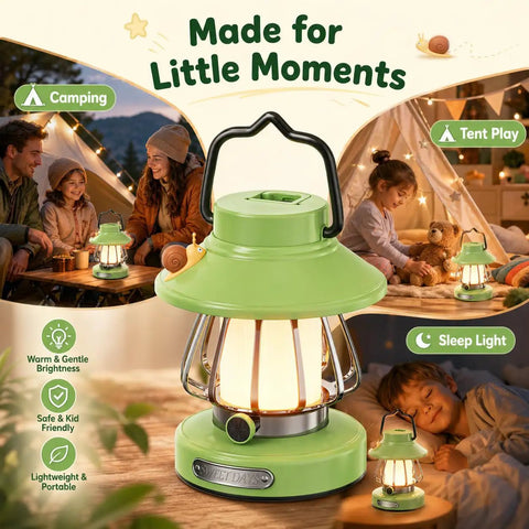 Snail Design Kids LED Lamp With USB Rechargeable Battery Portable Indoor Outdoor Night Light Toddler Friendly Flashlight Camping Lantern