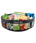 Xbopetda four-compartment black metal snack organizer with divider on a spinning lazy Susan