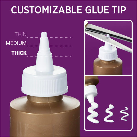 Customizable glue tip of All Purpose Tacky Glue 8 Ounce Clear Non Toxic Dries Clear And Flexible Great For Fabric Silk Burlap Paper