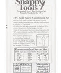 Back packaging of Quick-Change 3-Piece Countersink Drill Bit Set For One-Step Drilling, Pilot Hole, Countersinking And Counterboring For Screws In Sizes 8, 10, And 12, No Fuss, Pro Ready, Made In The USA